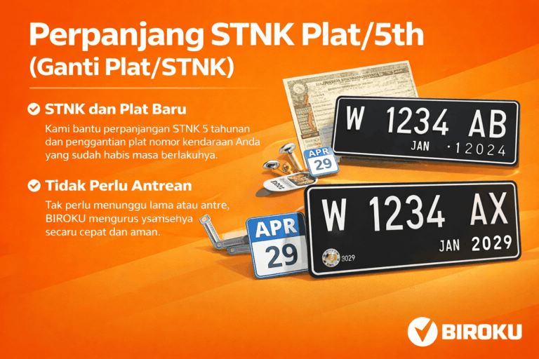 Perpanjang STNK Plat/5th (Ganti Plat/STNK)